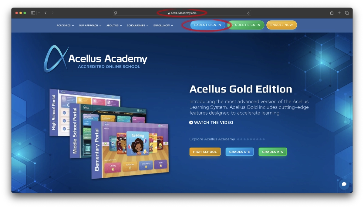 Acellus Academy Parent Login - browser